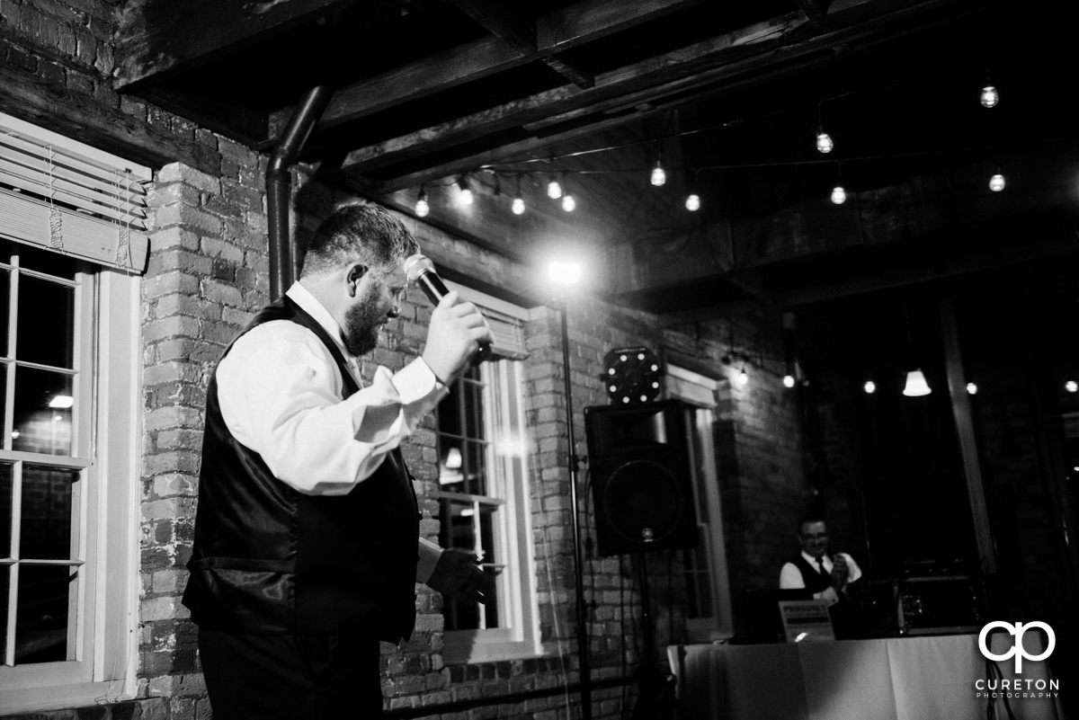 Groom giving a speech.