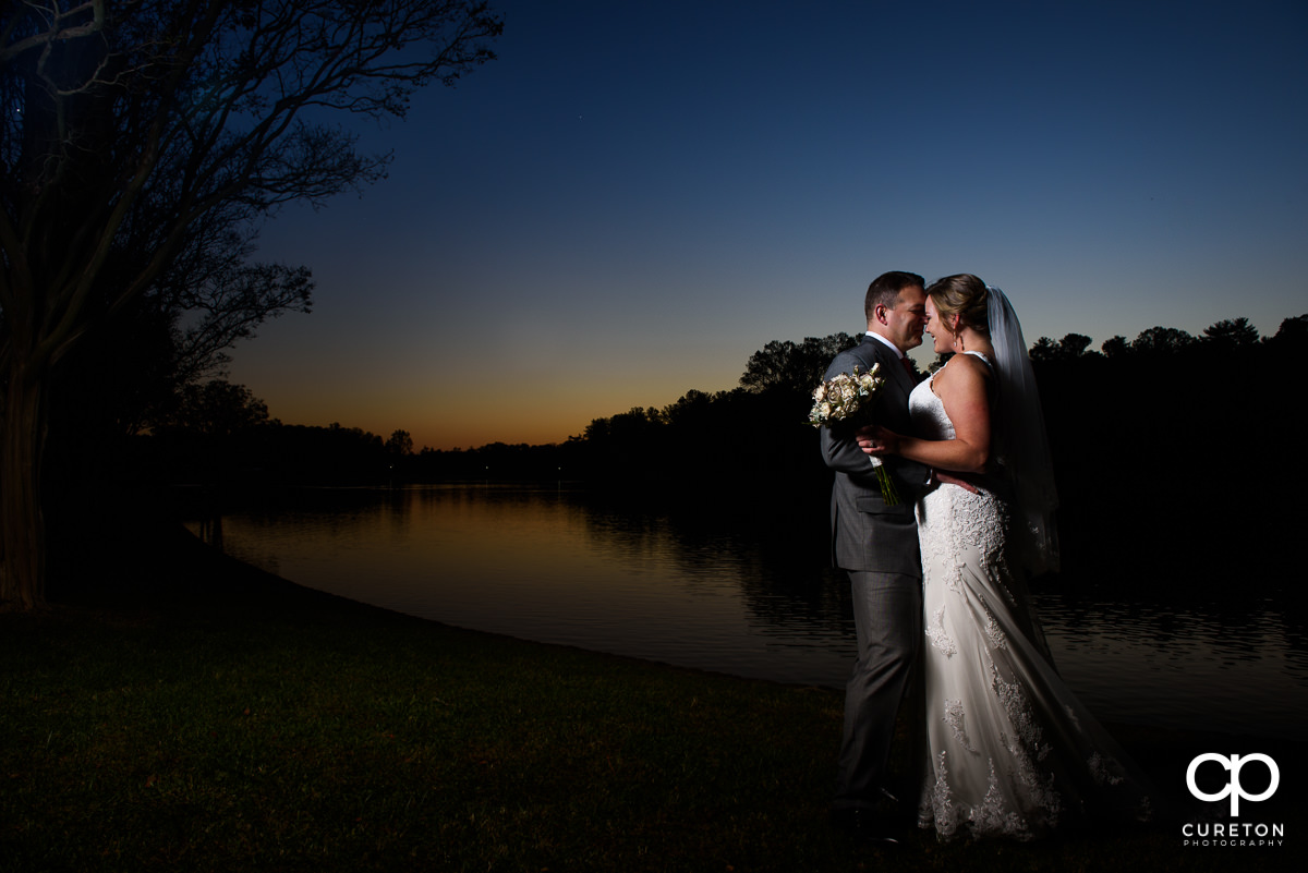 Bride and groom after their rose garden wedding at Furman in Greenville,SC.
