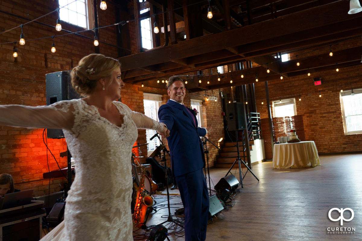 Bride and groom having their first dance.