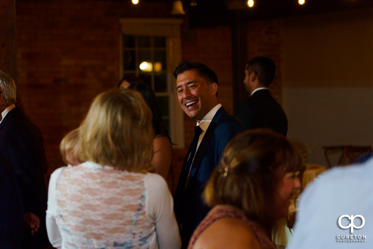 Wedding guests dancing to the sounds of the Emerald Empire Band.