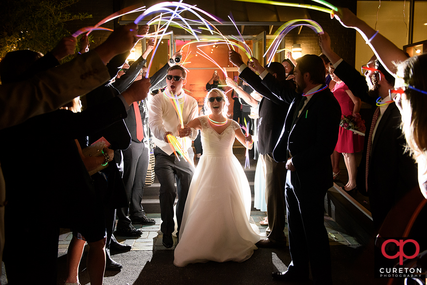 Glow stick wedding exit.