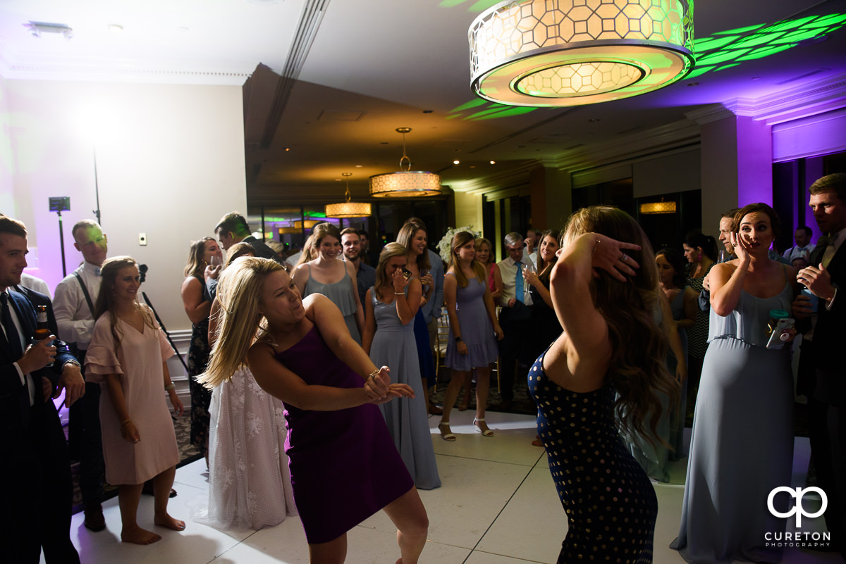 Guests dancing at a Commerce Club wedding reception to the sounds of Greenville wedding DJ Uptown Entertainment.