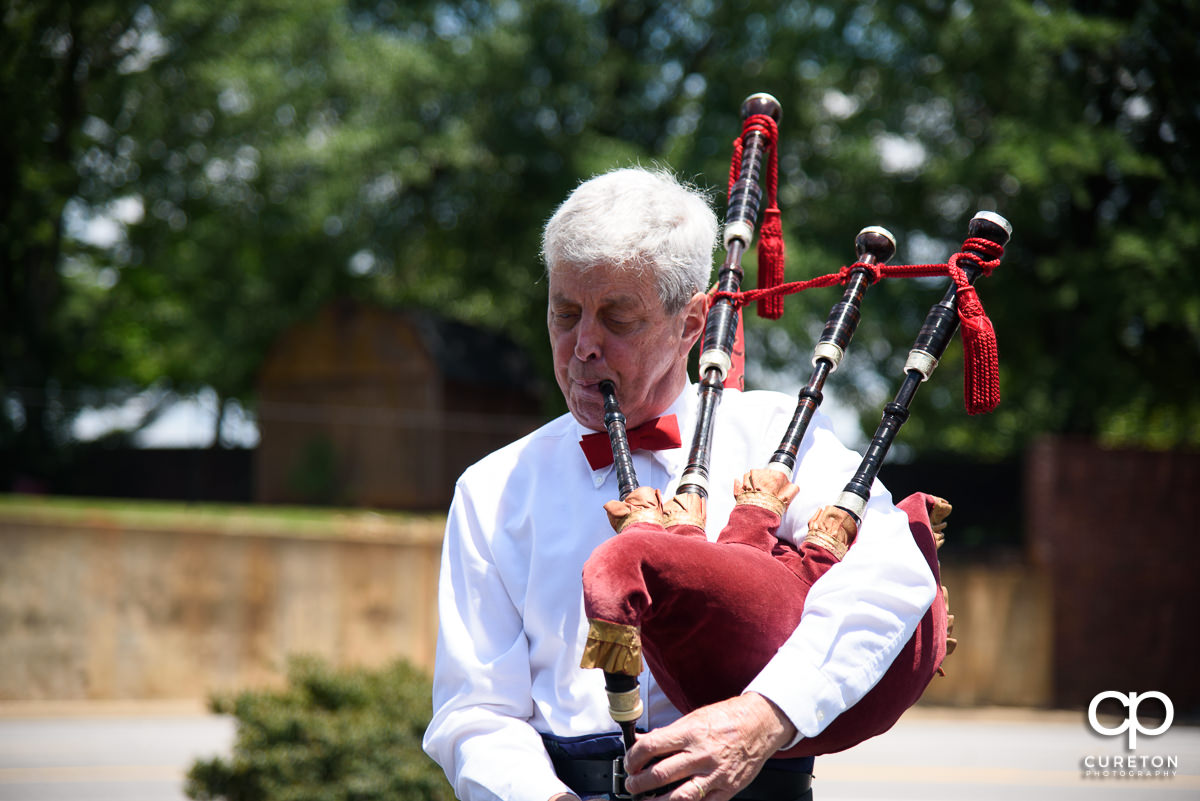 Bagpiper at the wedding.