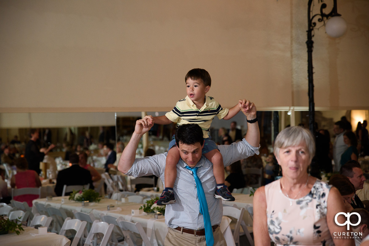 Guests dancing at the Grace Hall wedding reception to the sounds of DJ Sam from PPE Event Group.