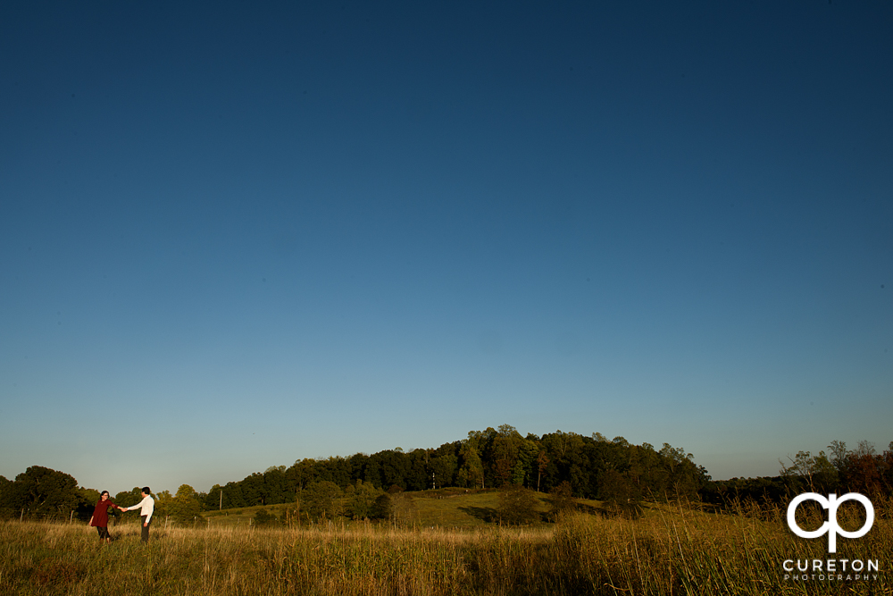 Epic farm engagement session at Greenbrier farms in Easley South Carolina.