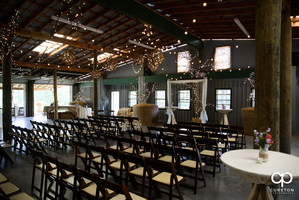 Greenbrier Farms setup for an indoor ceremony.