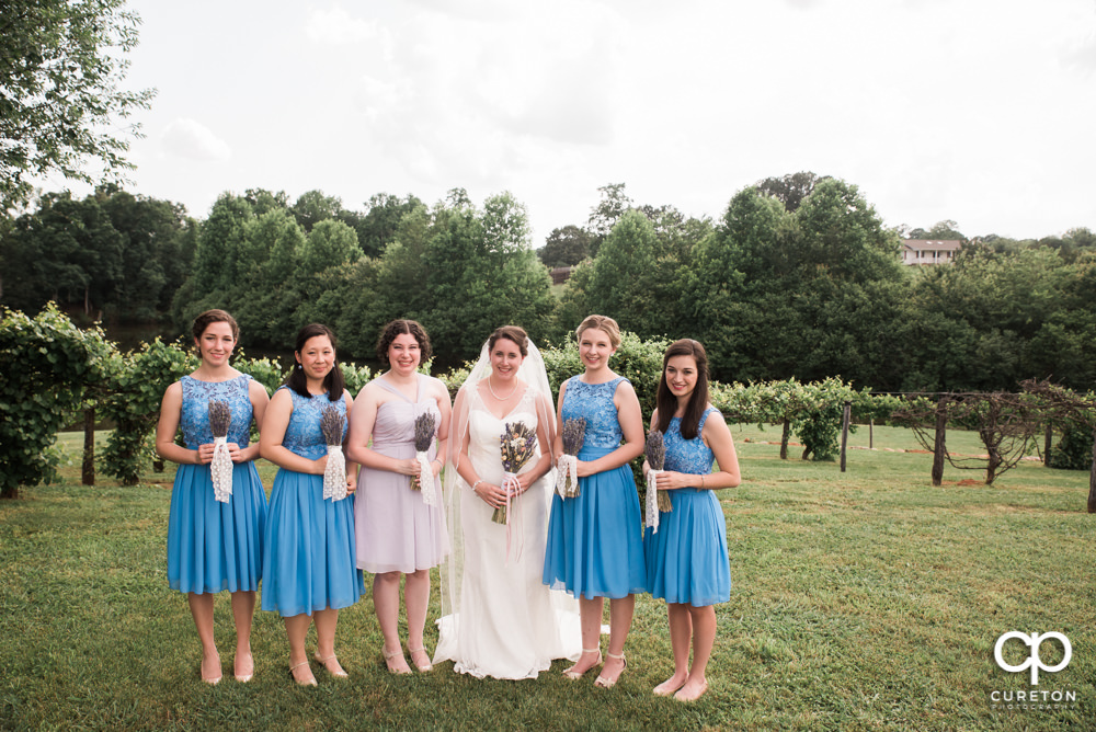 Bride and bridesmaids at Greenbrier Farms in Easley SC.