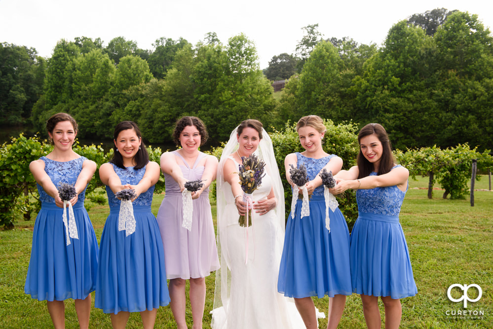 Bride and bridesmaids at Greenbrier Farms in Easley SC.