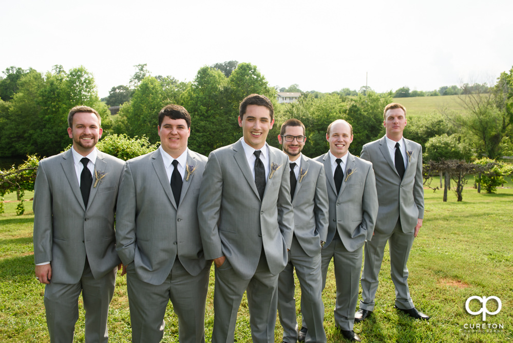 Groom and groomsmen at Greenbrier Farms.