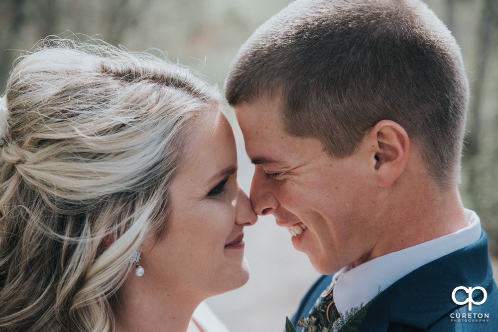 Bride and groom closeup.