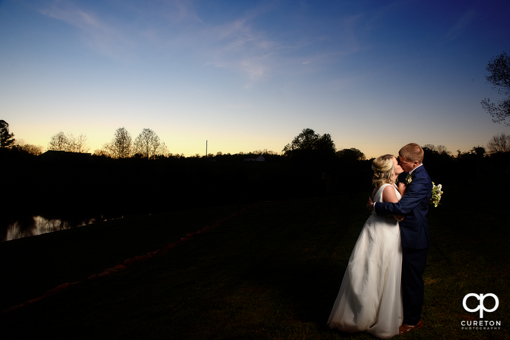 Bride and Groom at sunset.