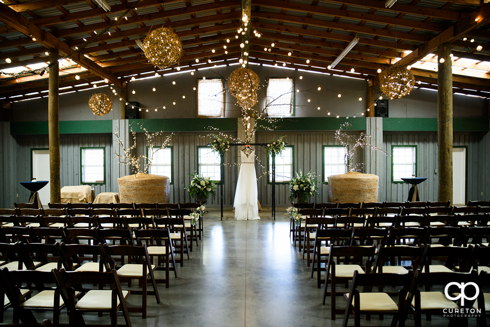 The brides dress hanging at Greenbrier farms.