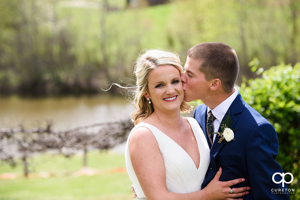 Bride and groom first look before their wedding at Greenbrier Farms.