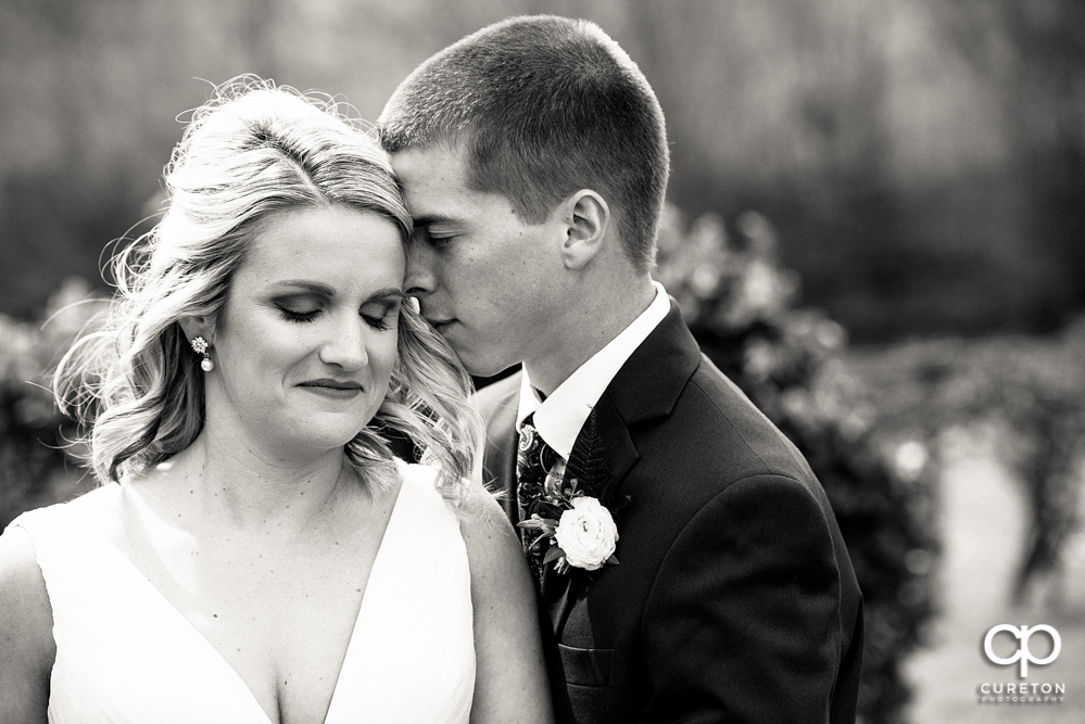 Bride and groom first look before their wedding at Greenbrier Farms.