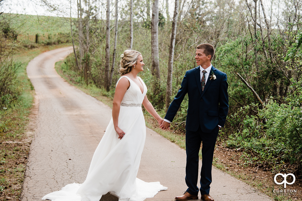 Bride and groom before their Greenbrier Farms wedding.