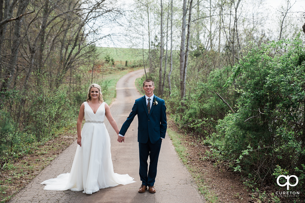 Bride and groom before their Greenbrier Farms wedding.