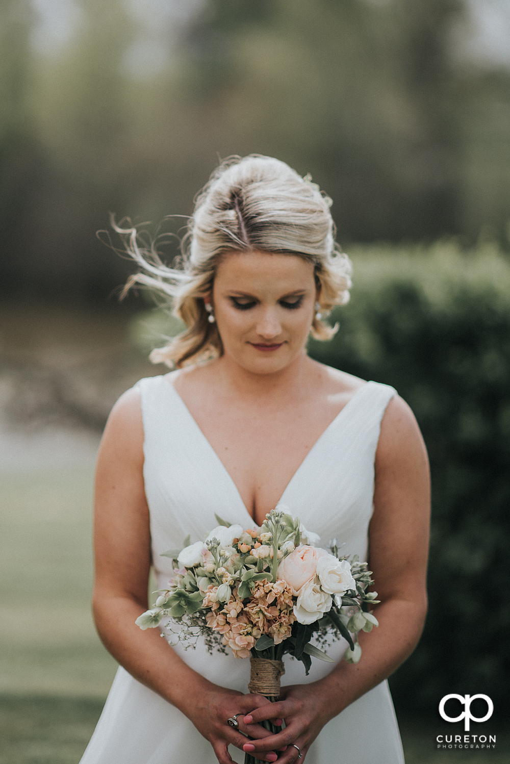 Bride and her flowers.