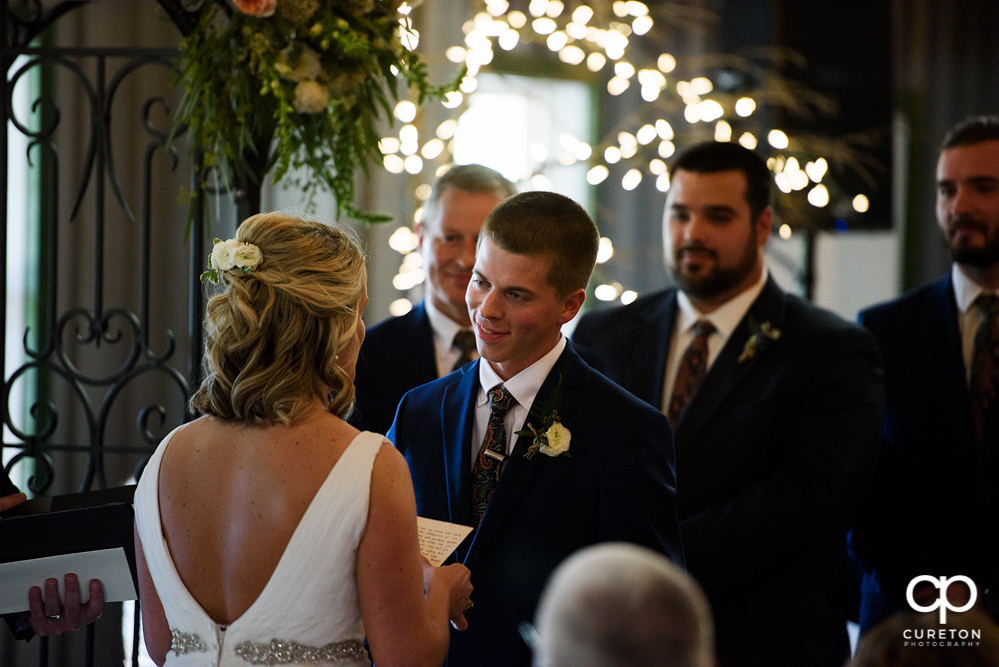 Wedding ceremony at Greenbrier Farms in Easley, SC.