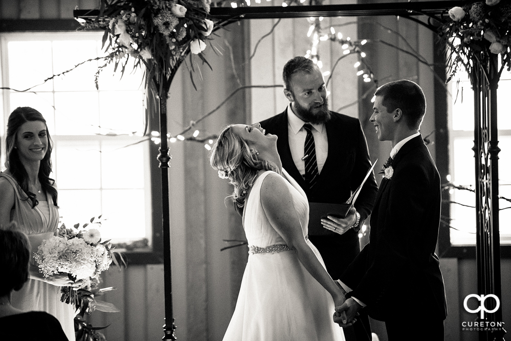 Wedding ceremony at Greenbrier Farms in Easley, SC.
