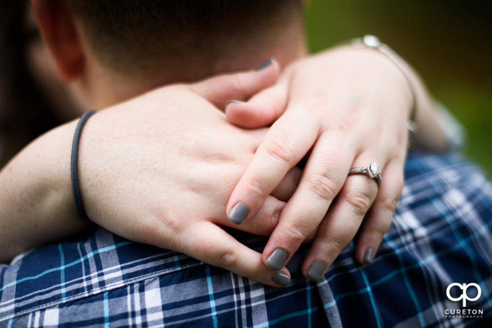 Closeup of engagement ring.