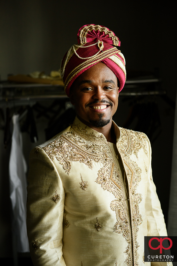 Groom before his Greenville,SC Indian wedding.