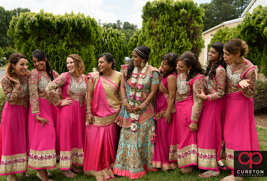 Bridesmaids after the Indian wedding in Greenville,SC.