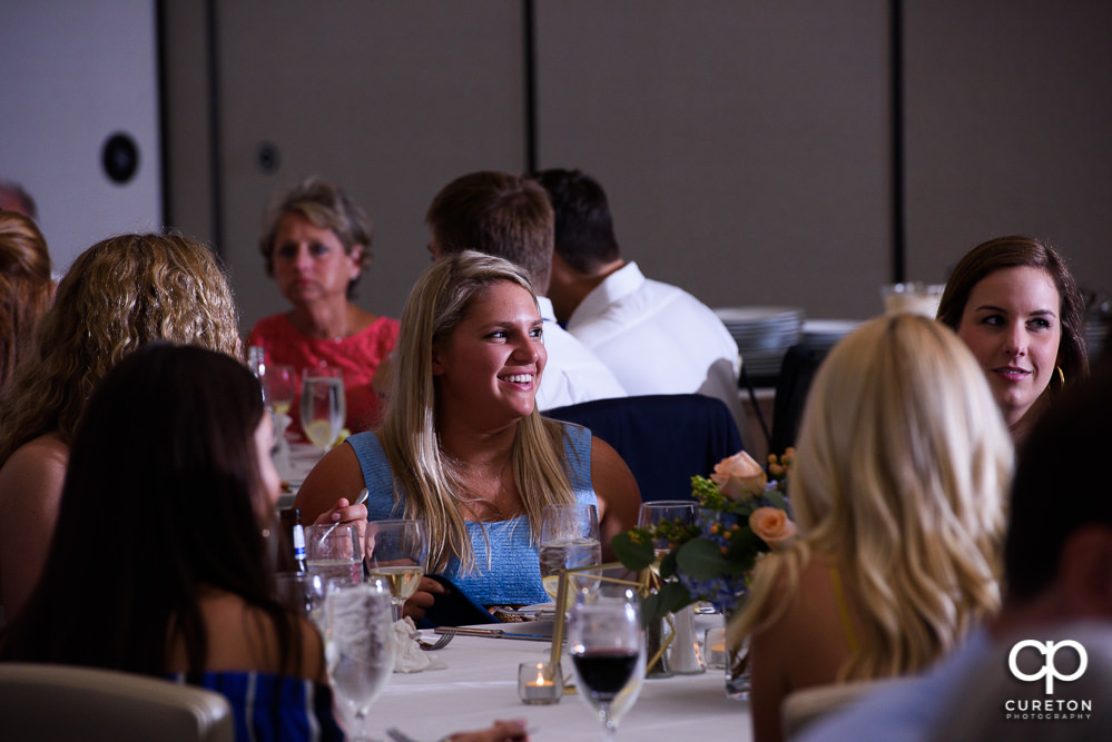 Guests enjoying themselves at the rehearsal dinner in Greenville.