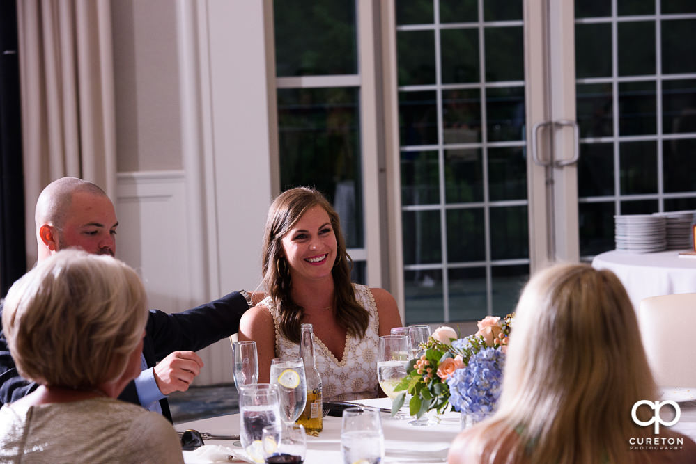 Guests enjoying themselves at the rehearsal dinner in Greenville.