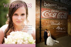 Greenville,SC wedding magazine cover by photographers Cureton Photography.