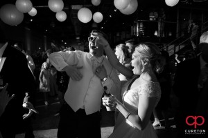 Groom and bride dancing.