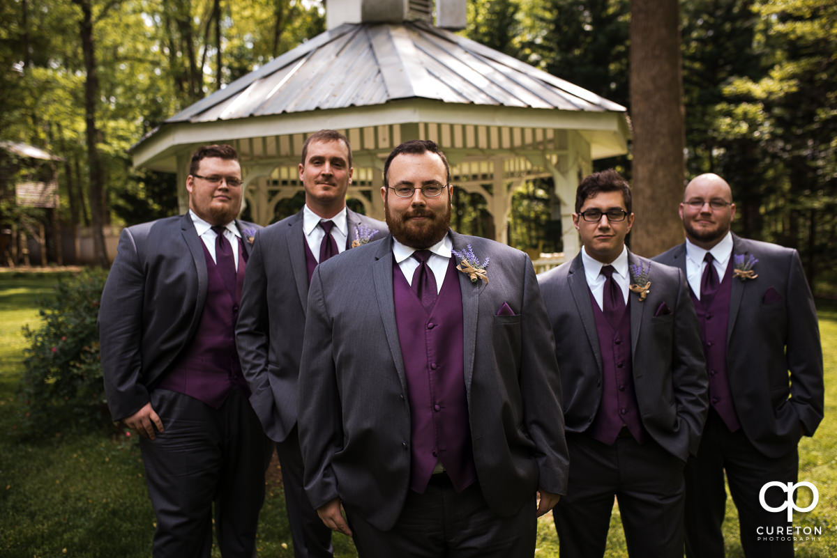 Groom and his groomsmen before the wedding at The Grove at Pennington.