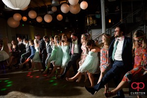 Wedding guests dancing to the sounds of the wedding band Java from Charlotte,NC.