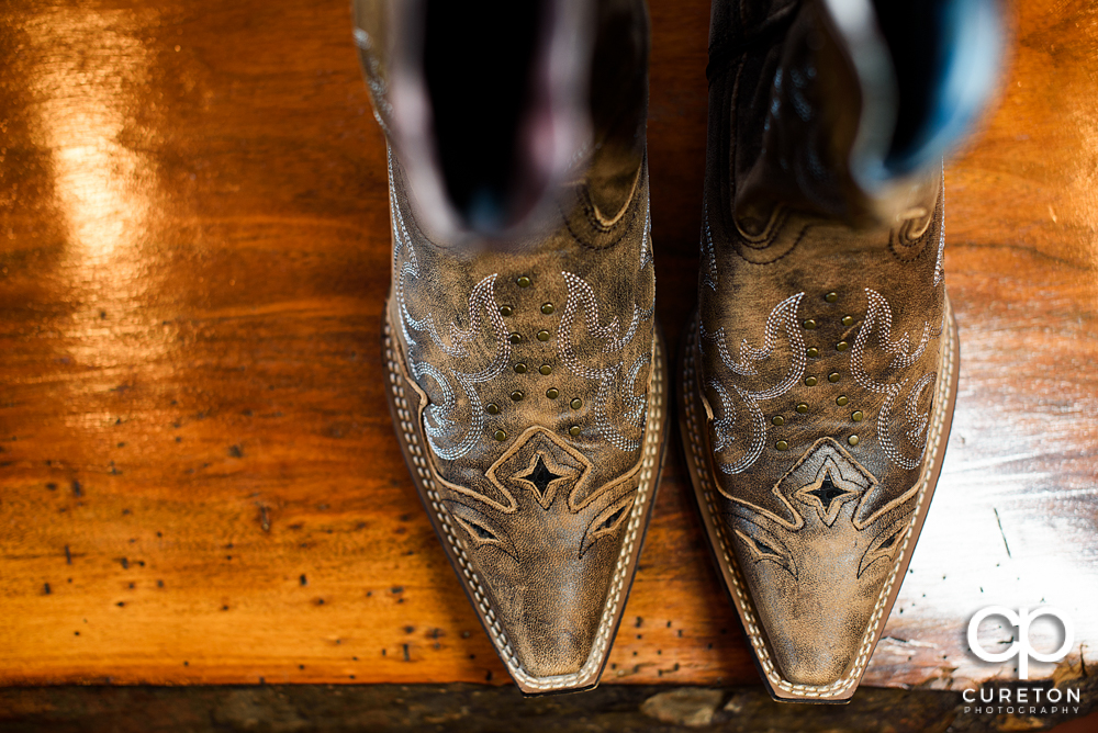 The bride's cowboy boots.