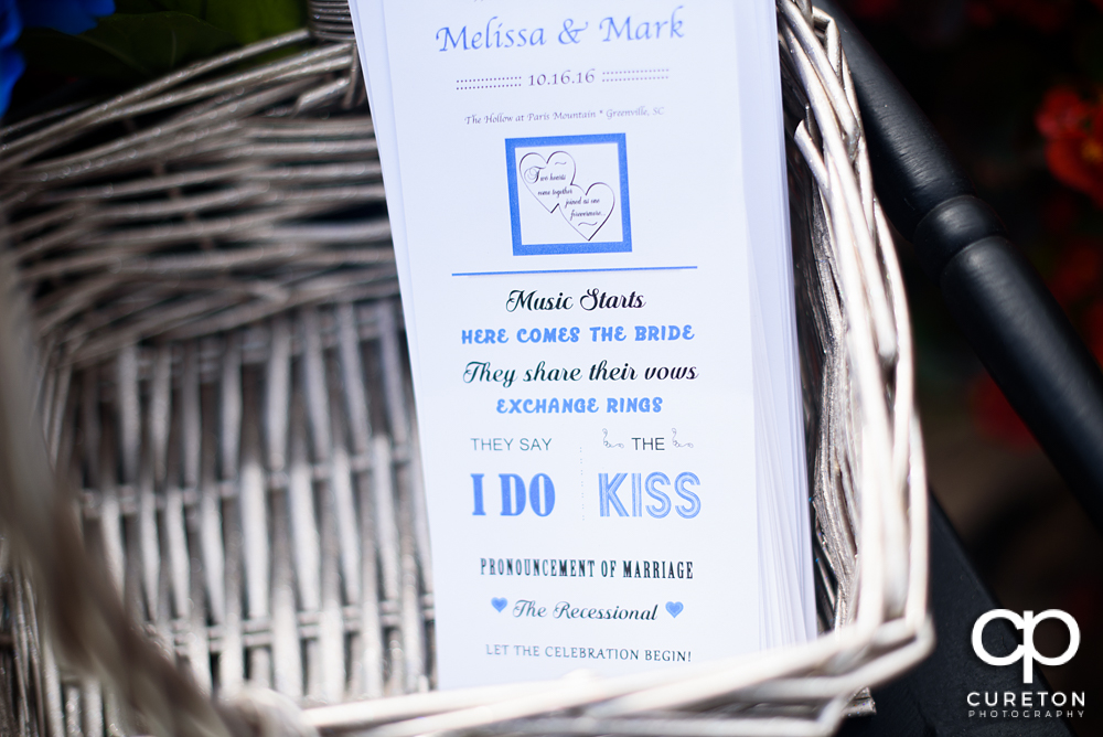 The bride and groom's program.