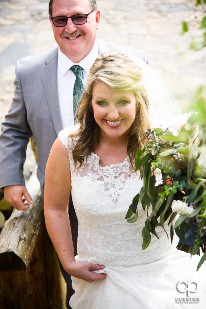 Bride getting ready to walk down the aisle.