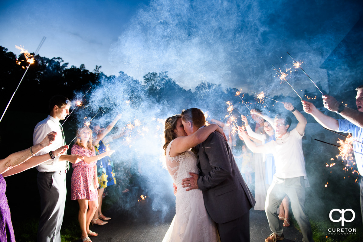 Bride and groom grand sparkler exit.