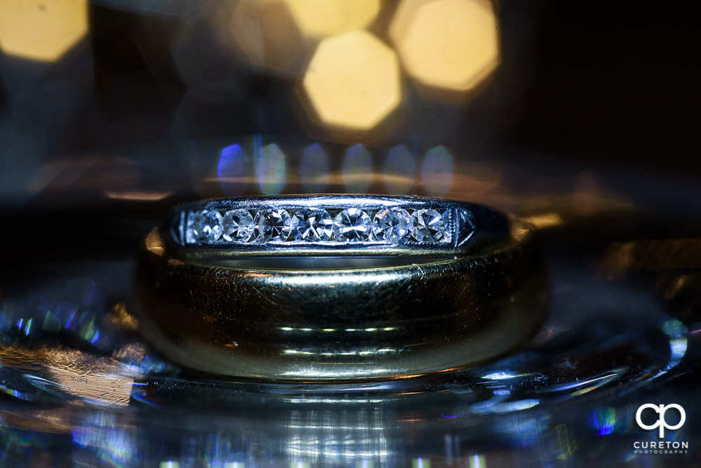 Wedding rings up close.