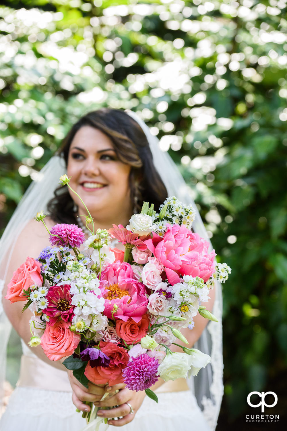 Bride holding her bouquet.