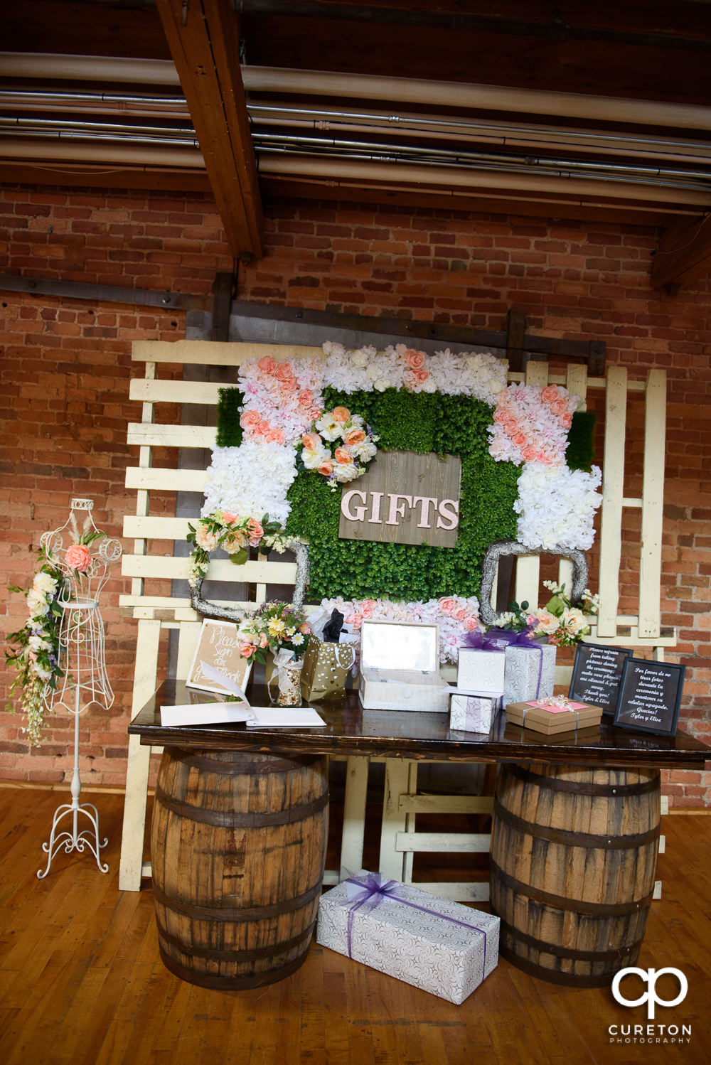 The gift table at the wedding.