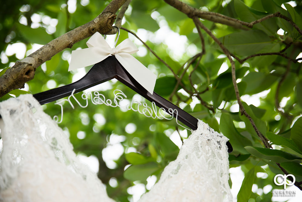 Wedding dress hangar.