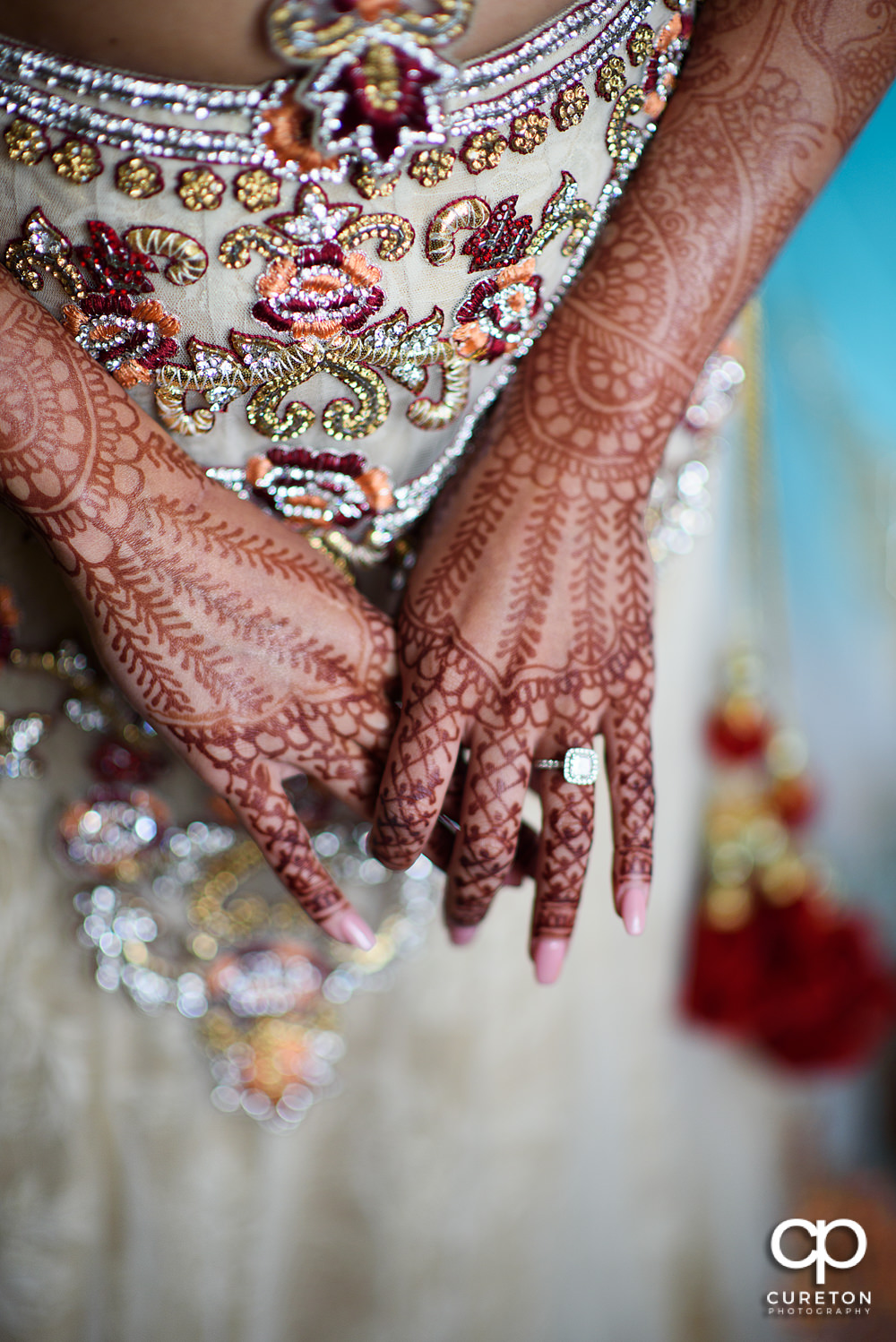 Indian bride getting ready for her wedding.