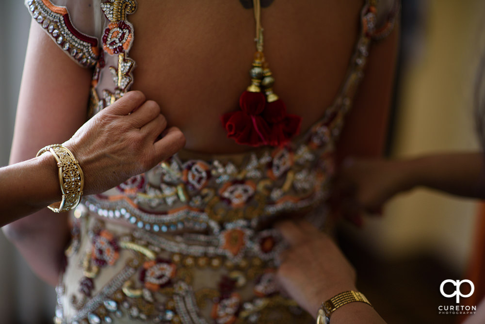 Indian bride getting ready for her wedding.