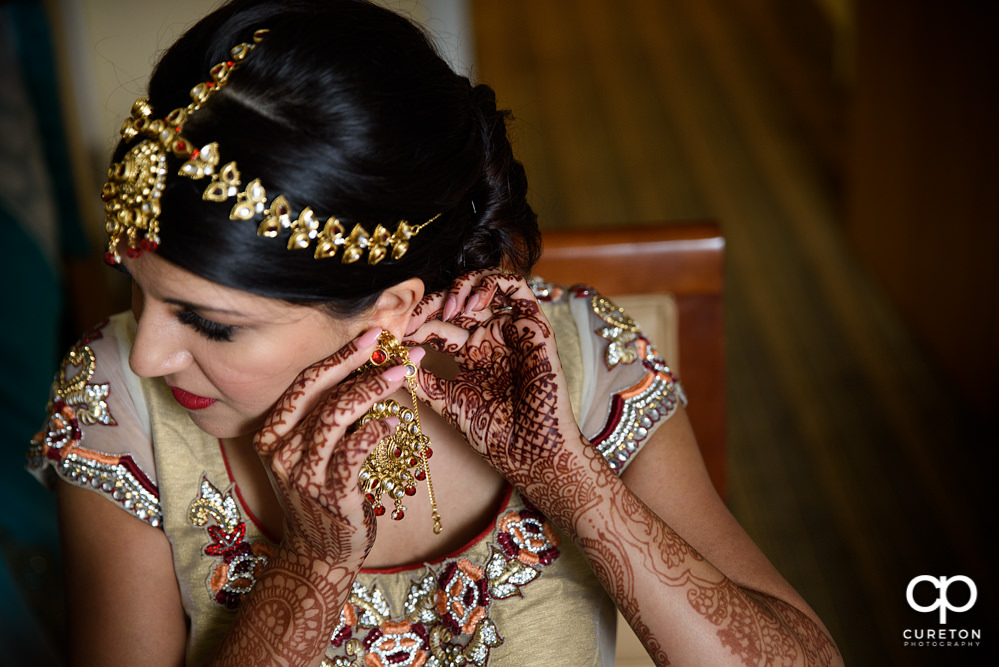 Indian bride getting ready for her wedding.