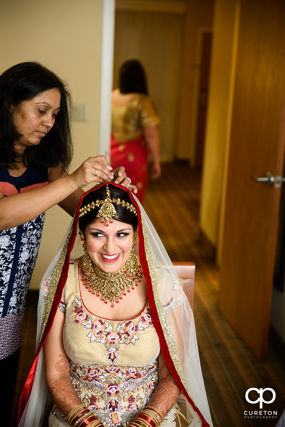 Indian bride getting ready for her wedding.