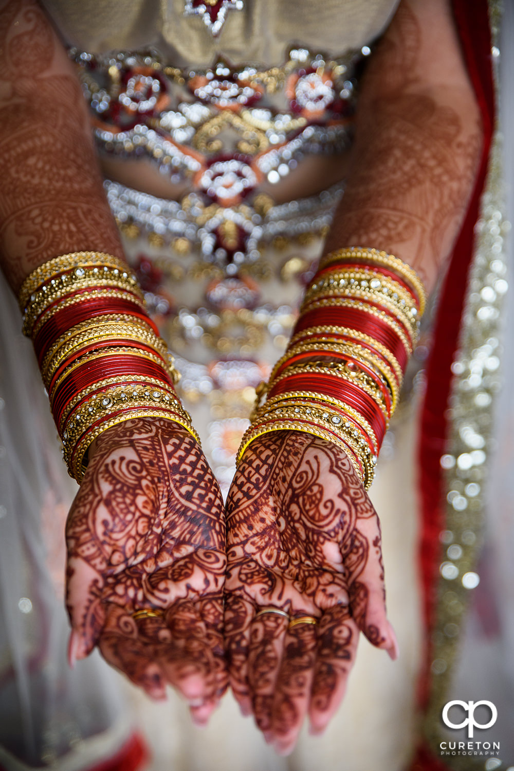 Indian bride getting ready for her wedding.