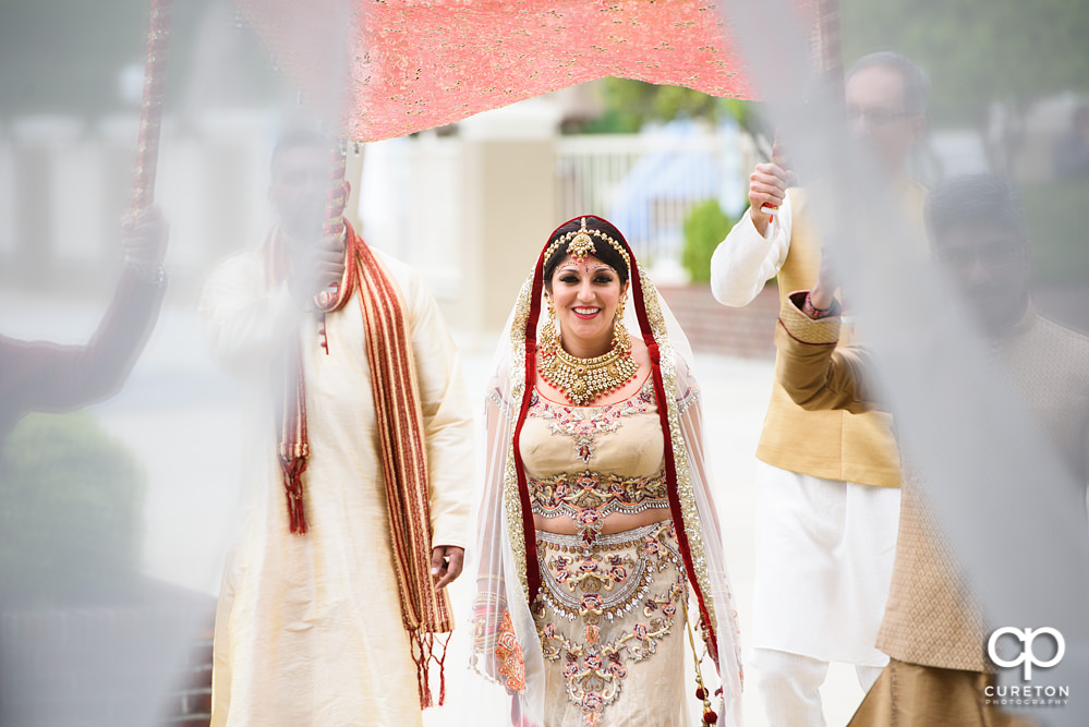 Outdoor Indian wedding ceremony at Embassy Suites hotel in Greenville SC.