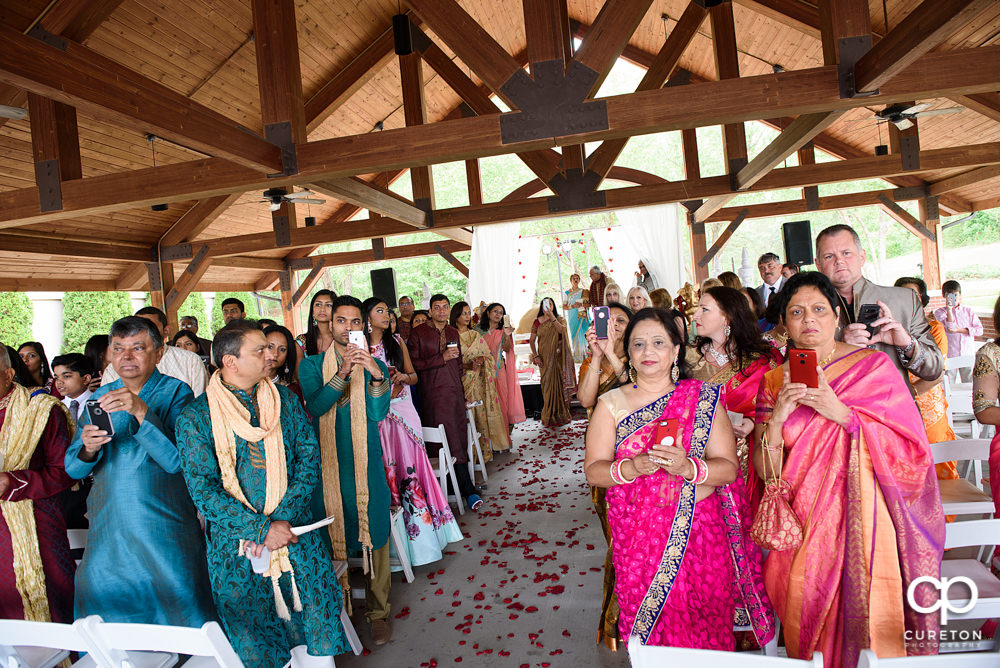 Outdoor Indian wedding ceremony at Embassy Suites hotel in Greenville SC.