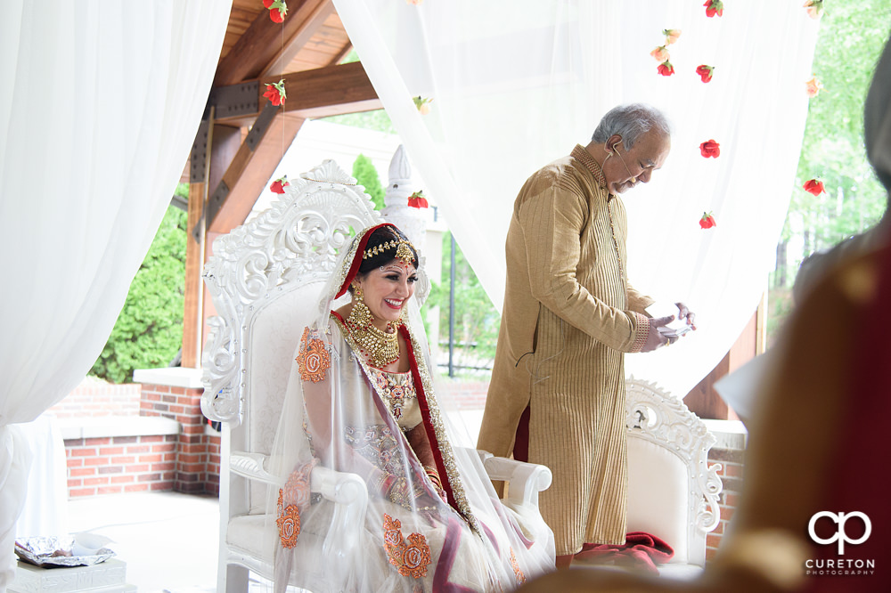 Outdoor Indian wedding ceremony at Embassy Suites hotel in Greenville SC.