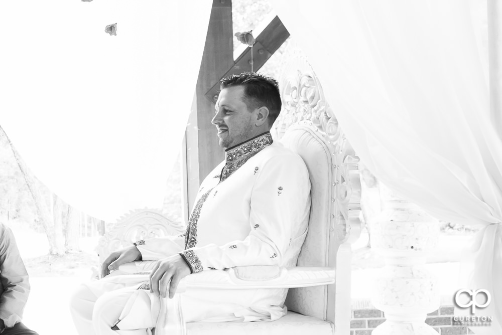 Outdoor Indian wedding ceremony at Embassy Suites hotel in Greenville SC.