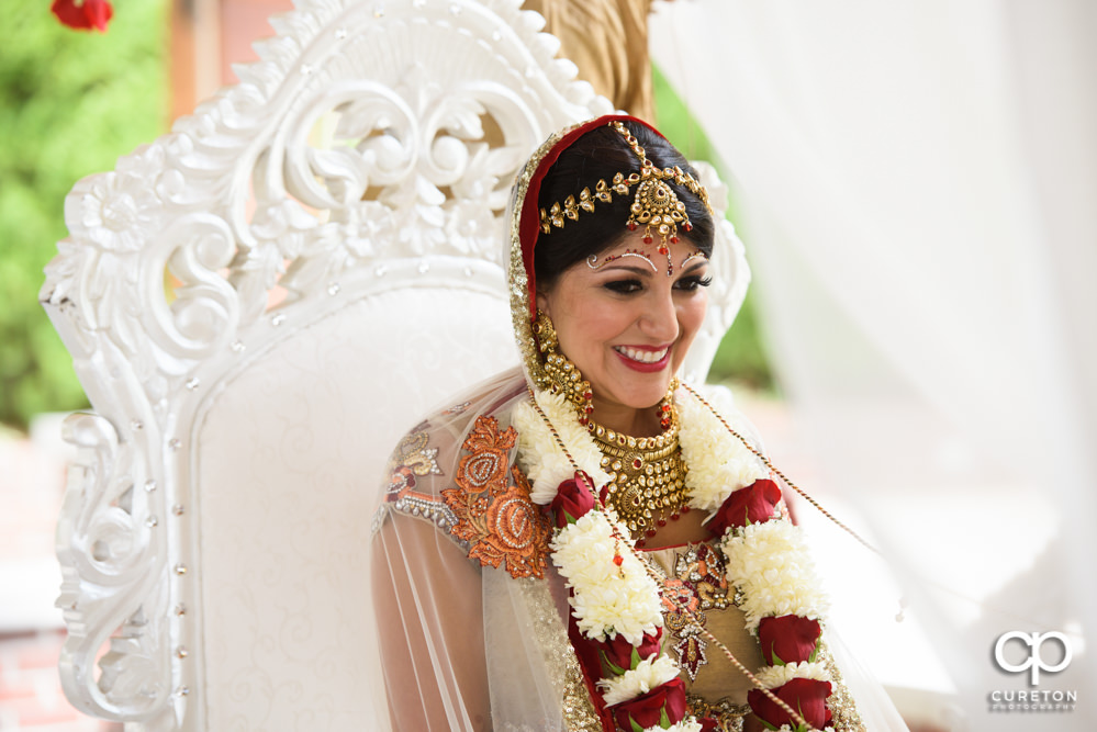 Outdoor Indian wedding ceremony at Embassy Suites hotel in Greenville SC.